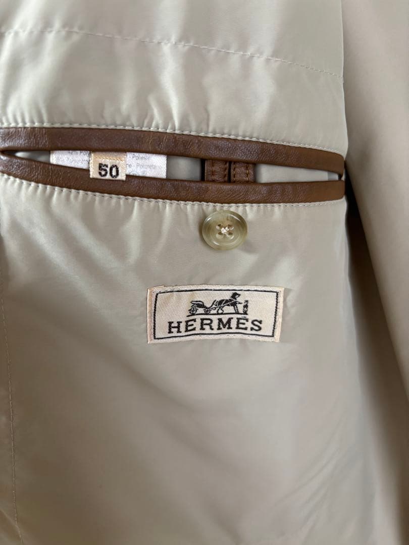 美品　HERMES エルメス　メンズ　ジャンパー　ブルゾン　フード収納