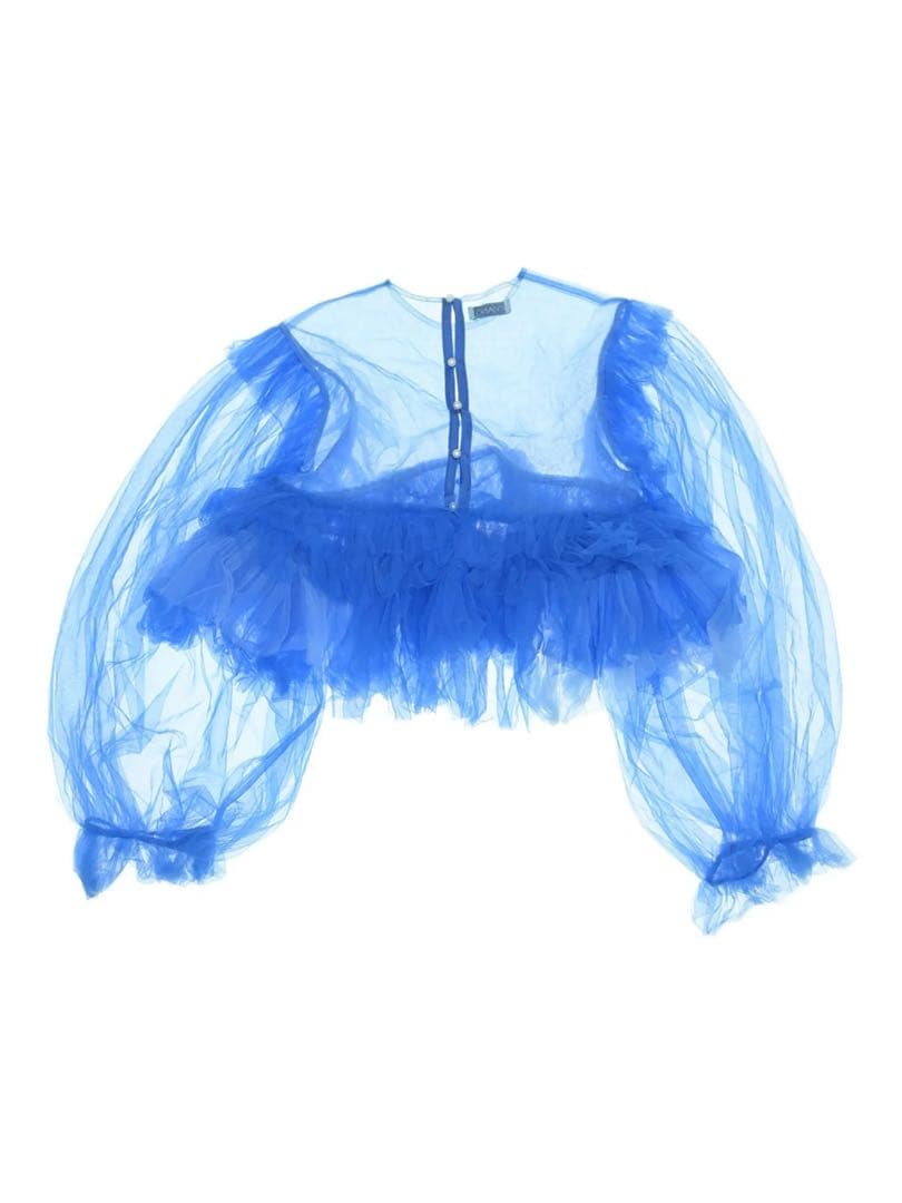 【大幅セール中】VIVIANO Ruffle Trimmed Tulle Top