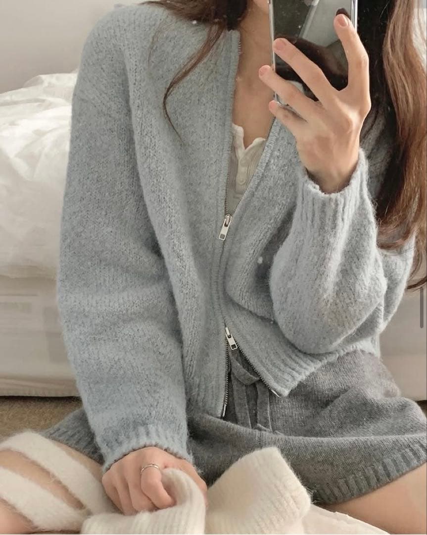 ounce 韓国 fog alpaca boucle knit cardigan