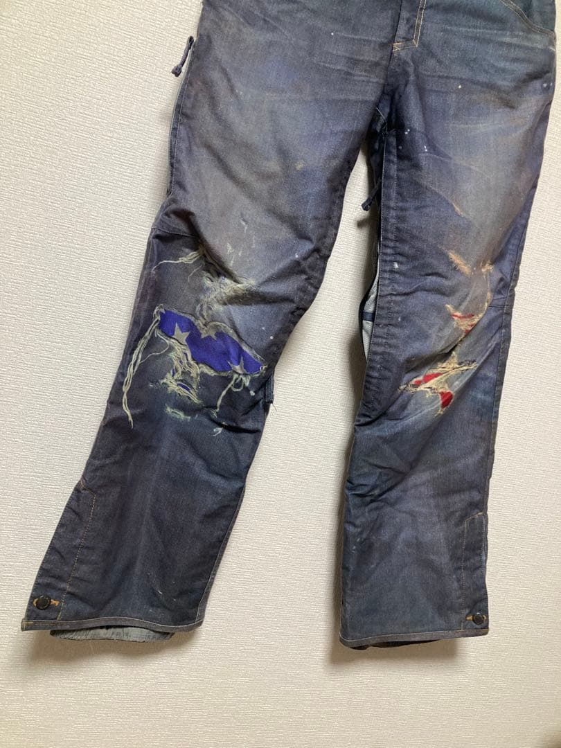 686 55 diesel コラボ　ダメージ加工　スノーボードパンツ　デニム