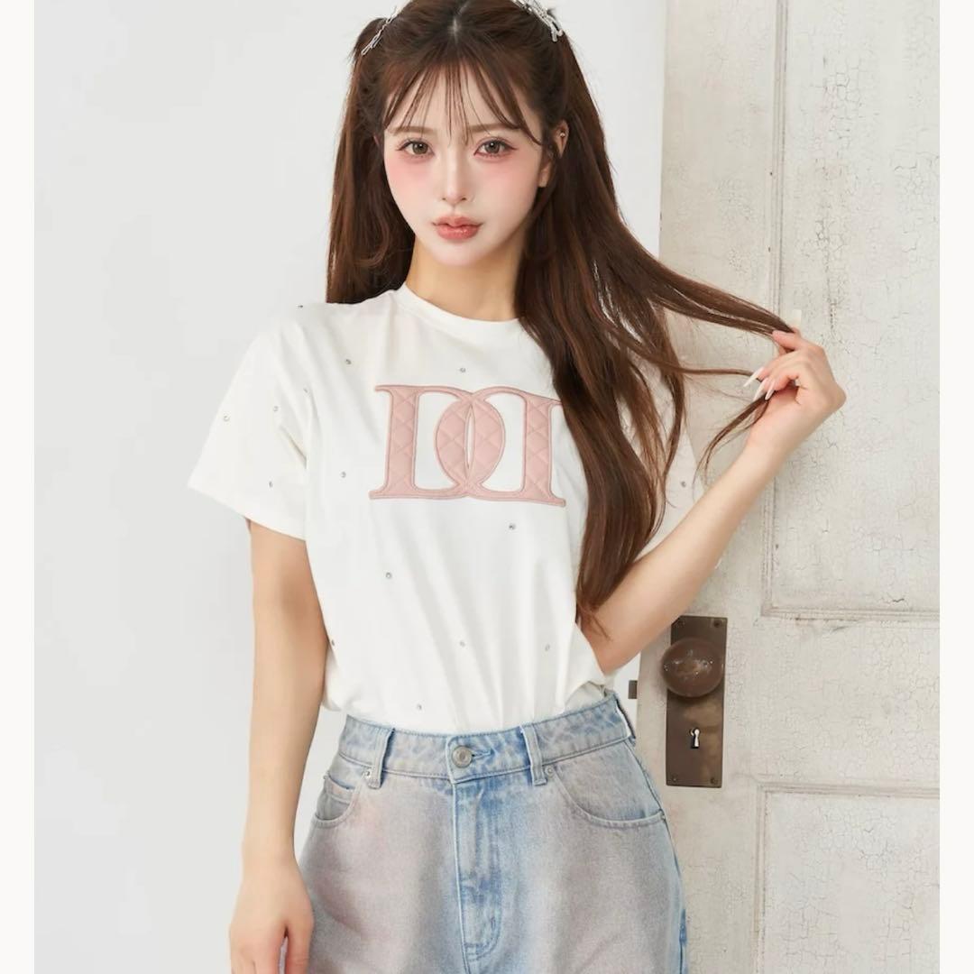 ダーリッチ キルティングアップリケビジューTシャツ