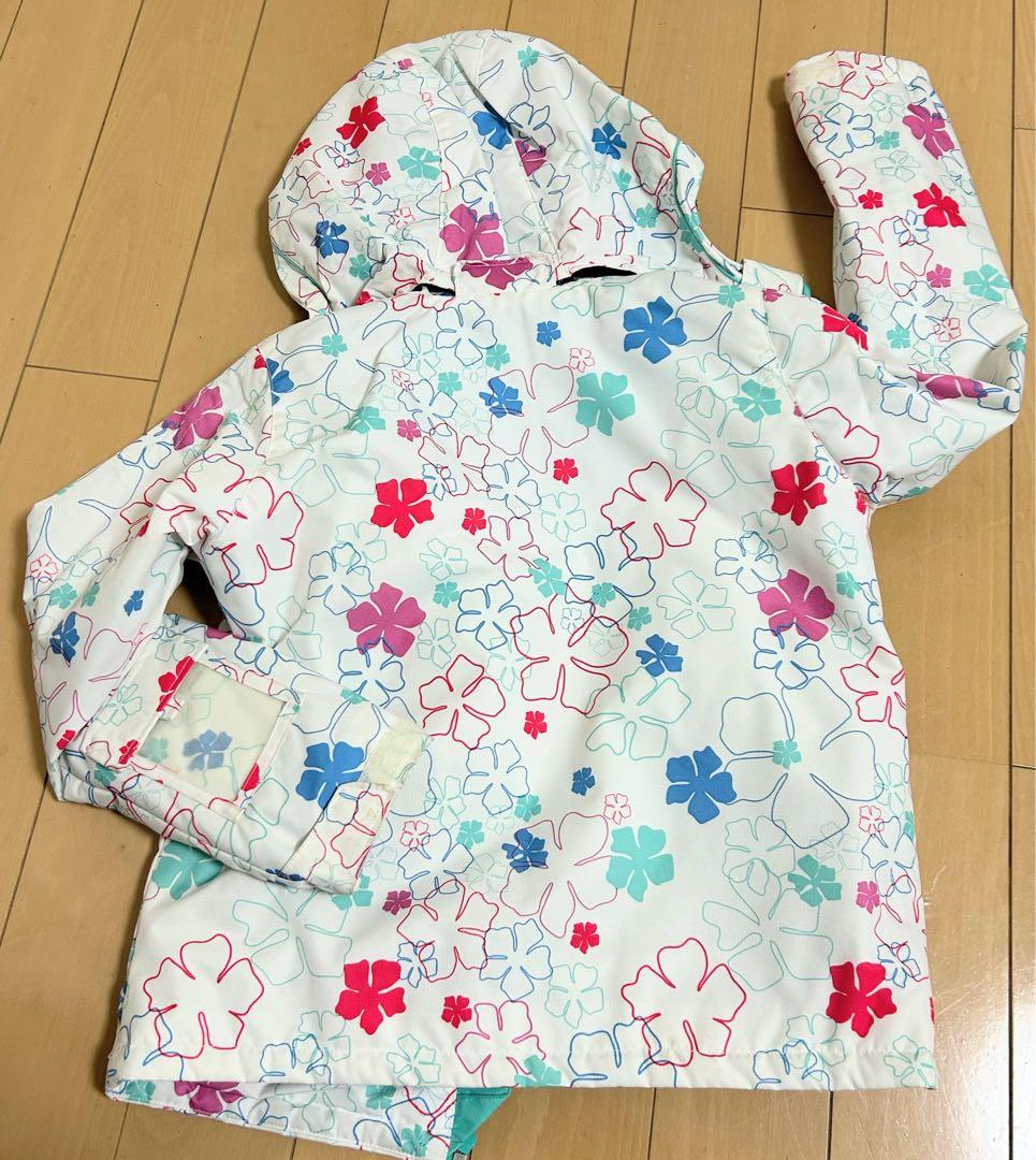 子供用スキーウェア 女の子 白＆花柄 140サイズ