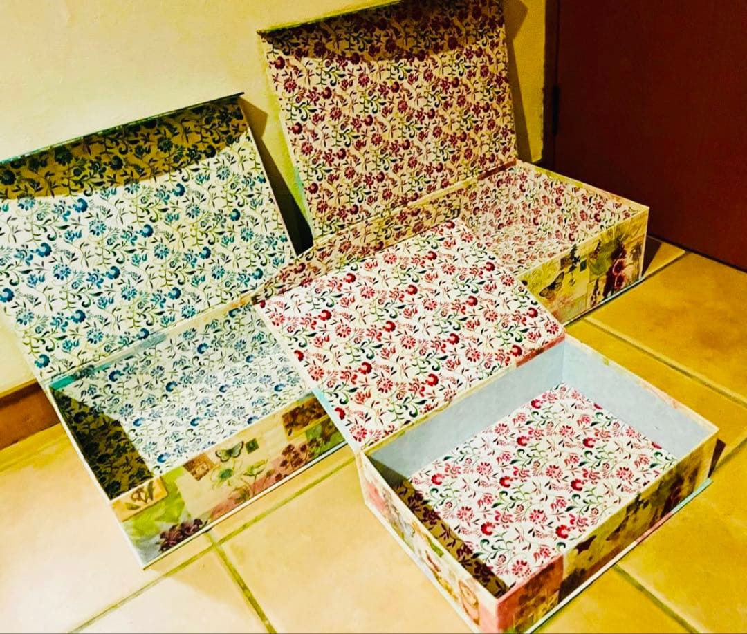 だいふくです。2セット収納ボックス 花鳥模様　花更紗