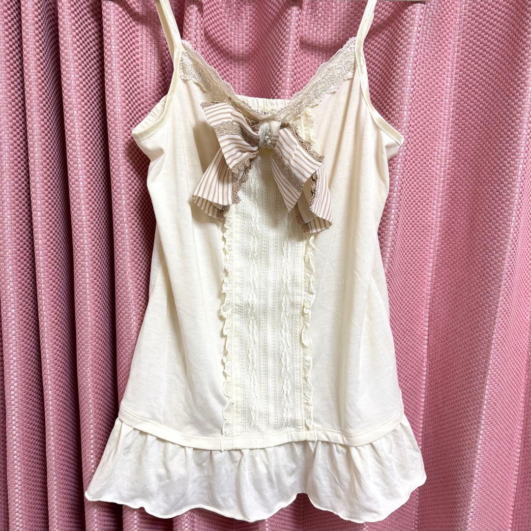 axes femme ビッグリボン キャミソール　タンクトップ　レース　姫カジ