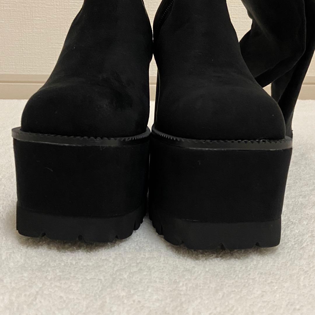 ✨極美品✨エモダ/スクエアフィットロングブーツ/ニーハイブーツ/ブラック/S