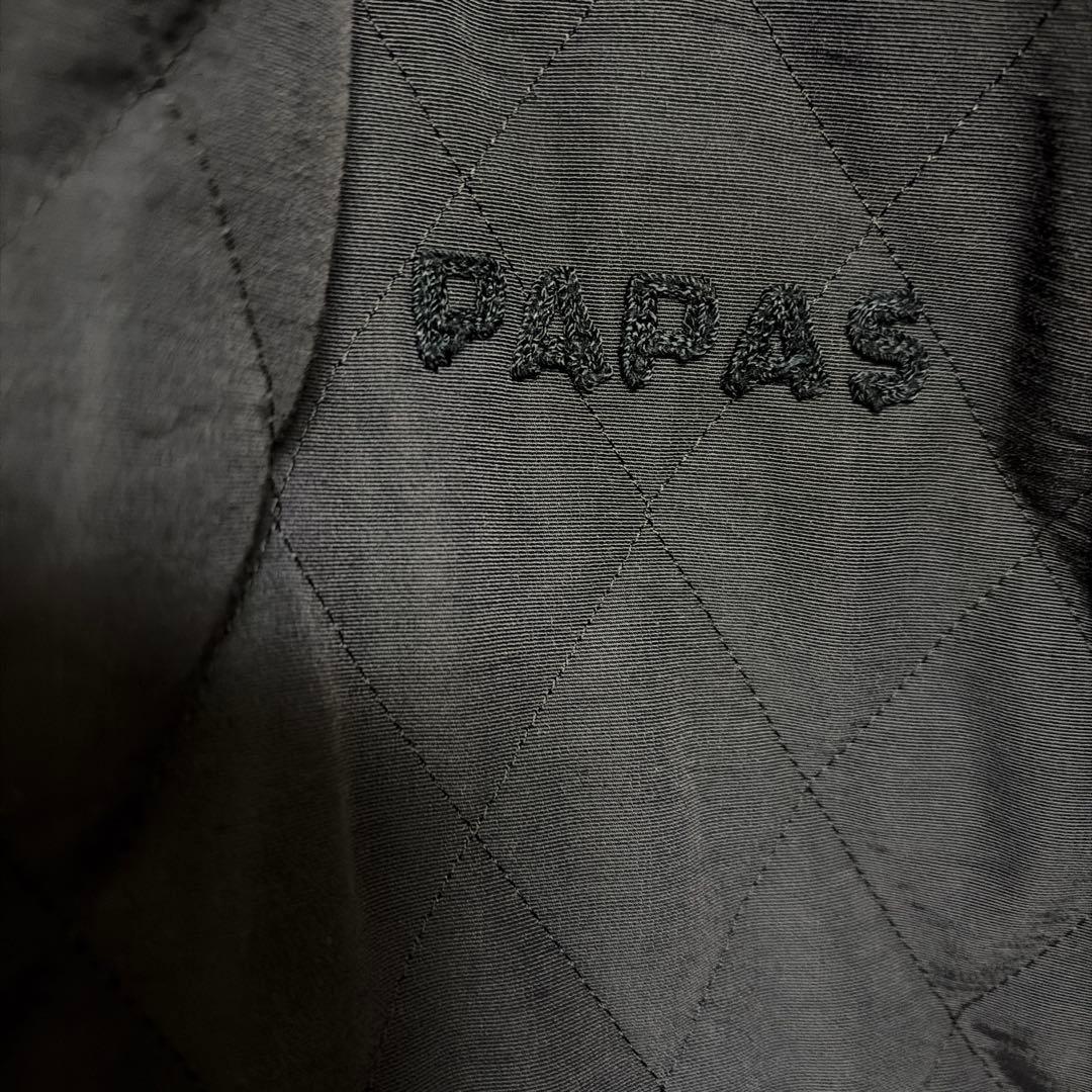 リクエスト値下レア美品PAPASリバース刺繍ロゴキルティングパーカ短丈ブルゾンM