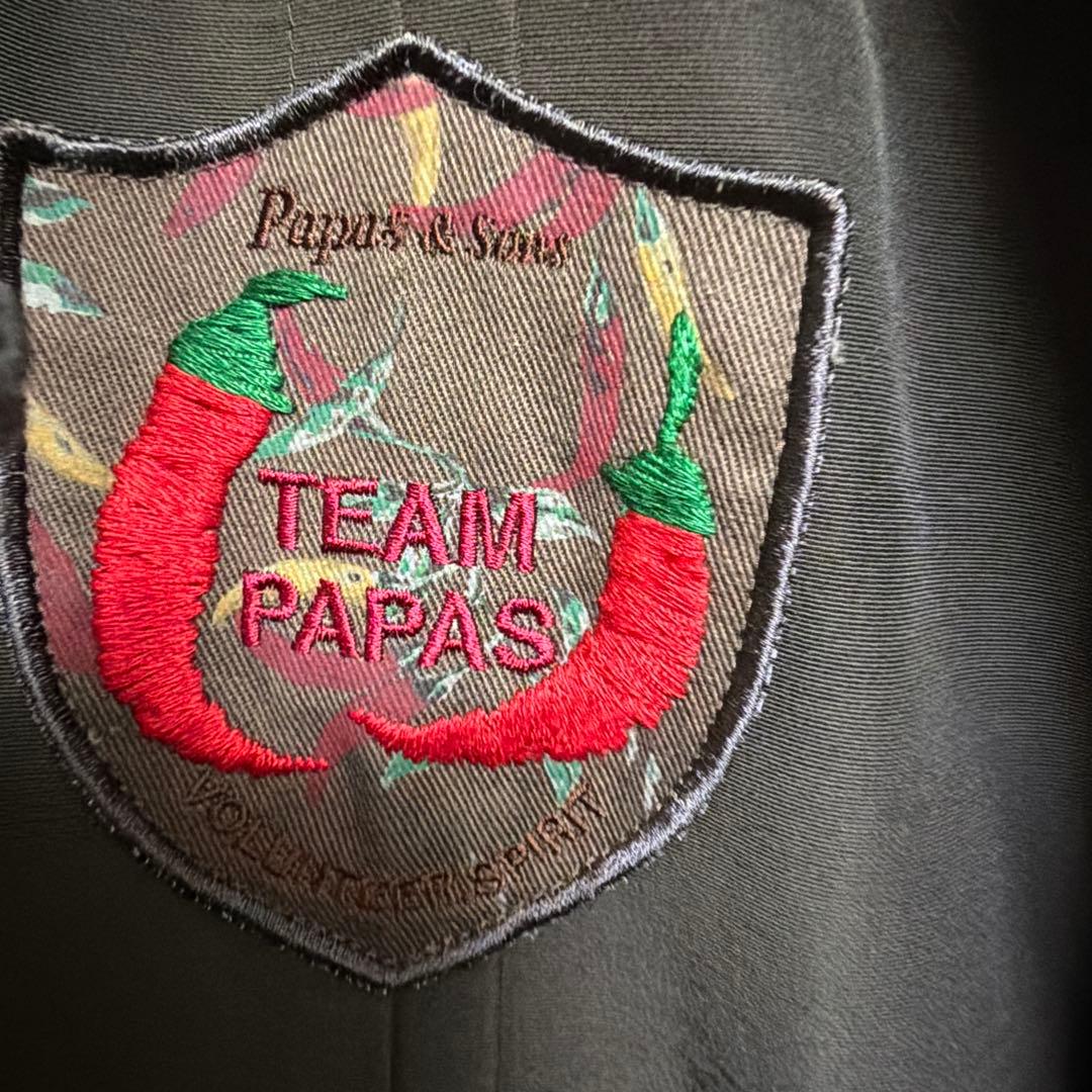 リクエスト値下レア美品PAPASリバース刺繍ロゴキルティングパーカ短丈ブルゾンM