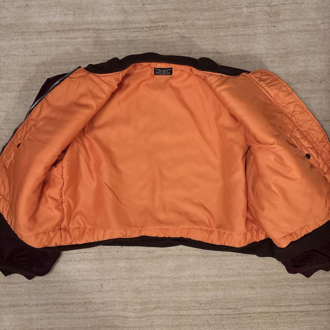 希少サイズXL Schott MA-1 バーガンディ ALPHAジップ 短丈