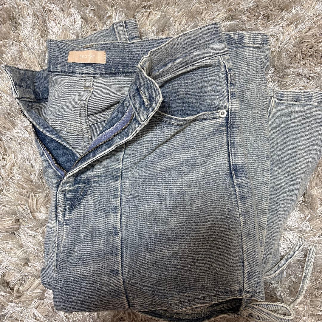 フレアデザインカットアウトデニムパンツ Mサイズ