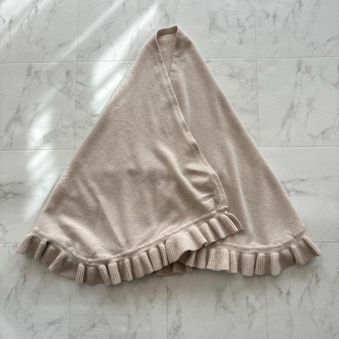 新品タグ付き♡Chloé アンゴラウール フリル 大判ストール ケープ 半円形