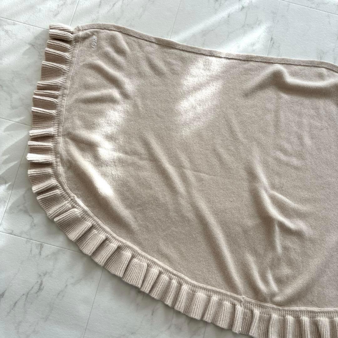 新品タグ付き♡Chloé アンゴラウール フリル 大判ストール ケープ 半円形