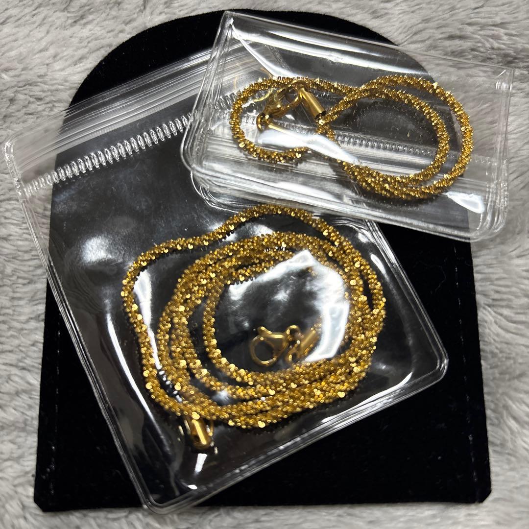 ゴールドネックレス.ブレスレット　ゴールド　18K特殊加工　50㎝　21㎝弱
