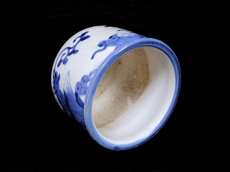 古伊万里　染付　葡萄に蝙蝠の図　火入れ　D532-4AS-fbex
