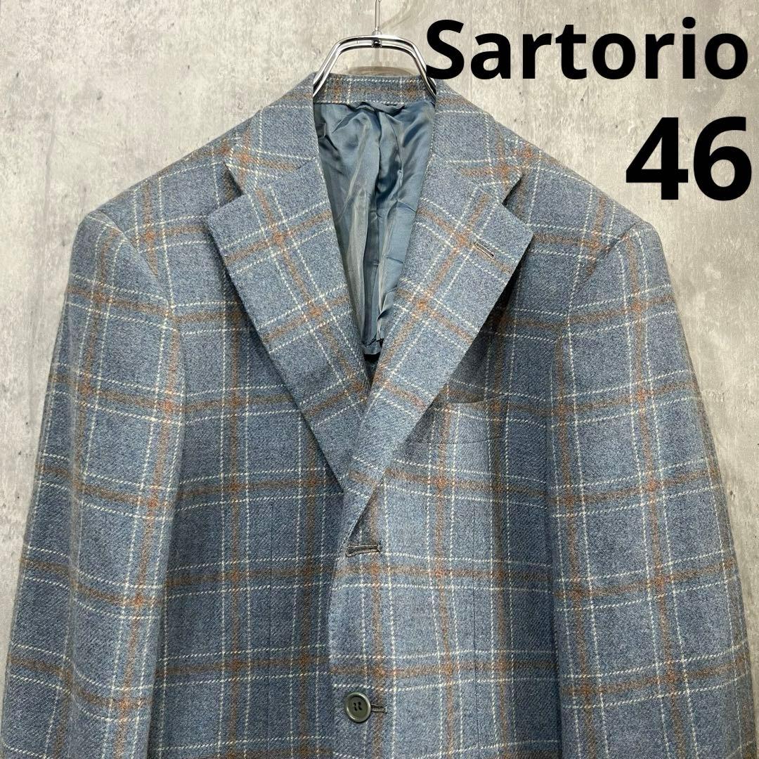 【美品】Sartorio テーラードジャケット チェック エストネーション　46