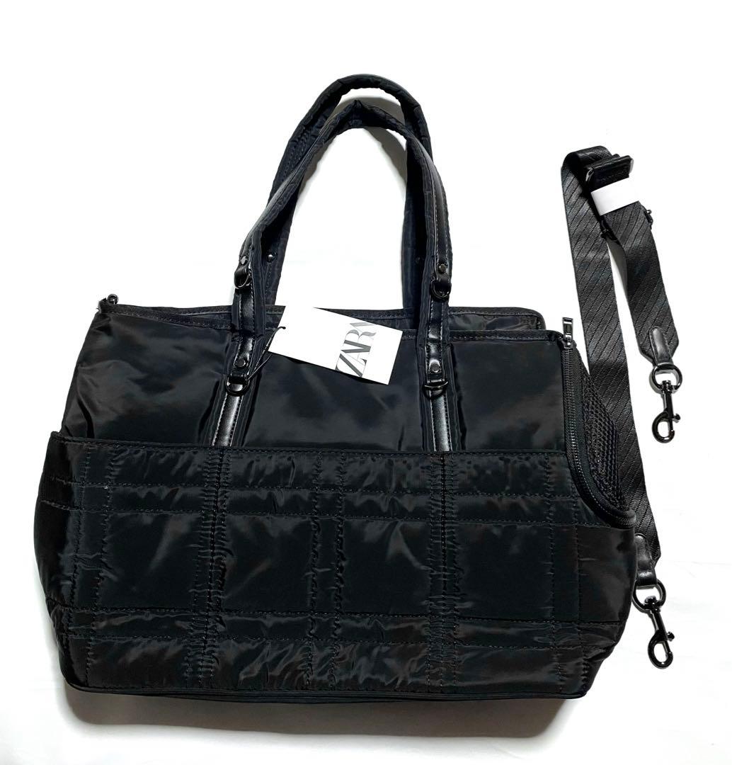 新品 ZARA  ペットキャリーバッグ ナイロンバッグ ブラック 黒