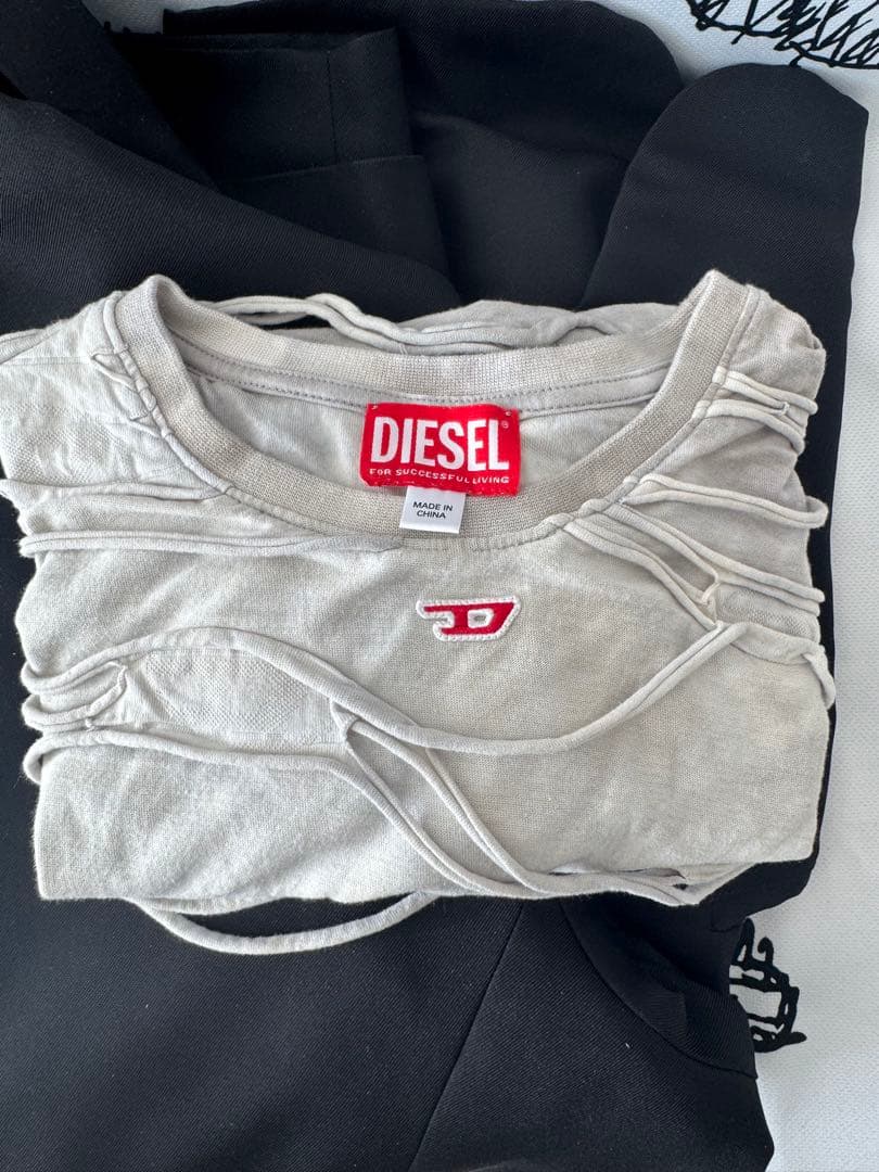 DIESEL ディーゼル ダメージ加工 Tシャツ XL グレー グランジ y2K