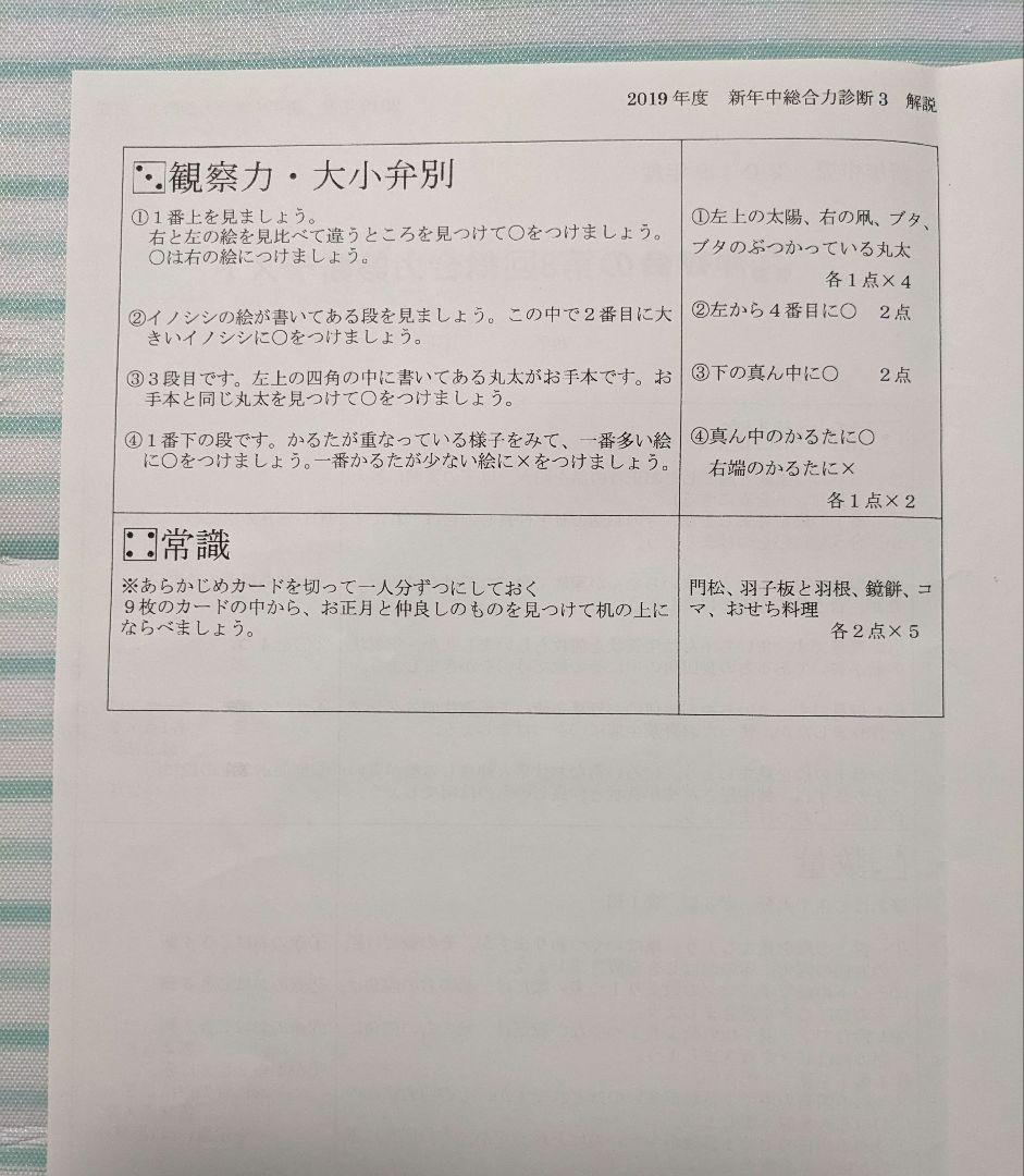 伸芽会　年中児向け 総合力診断テスト　6回セット