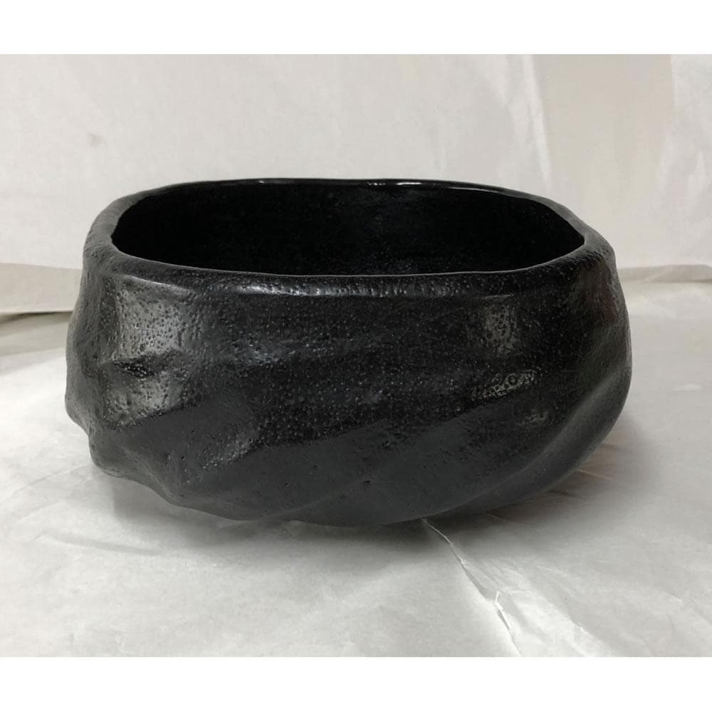 e2594 黒 菓子鉢 平安 楽入 共箱 黒楽 鉢 吉村楽入 茶道具