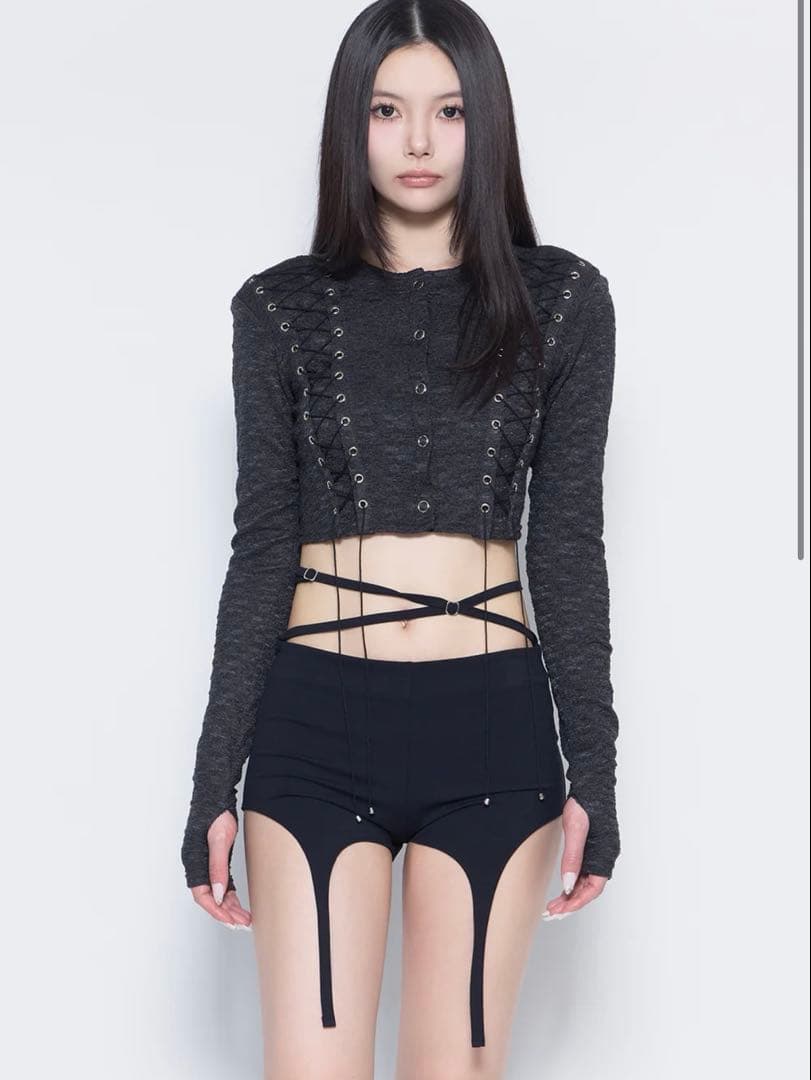 トップス theredthread S lace up cardigan