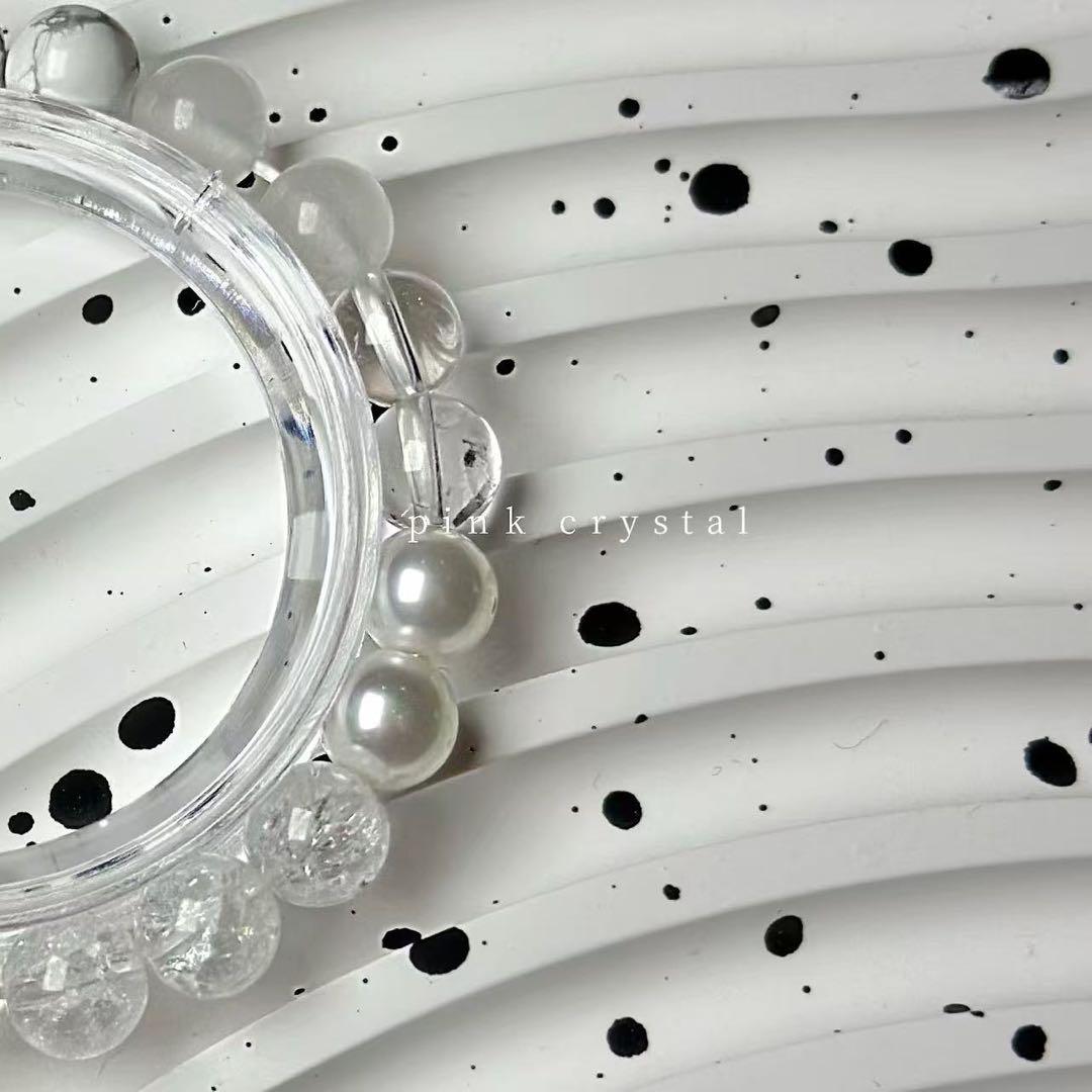 五行バランスシリーズ「金」 天然アゲート＆水晶ブレスレット（8mm）