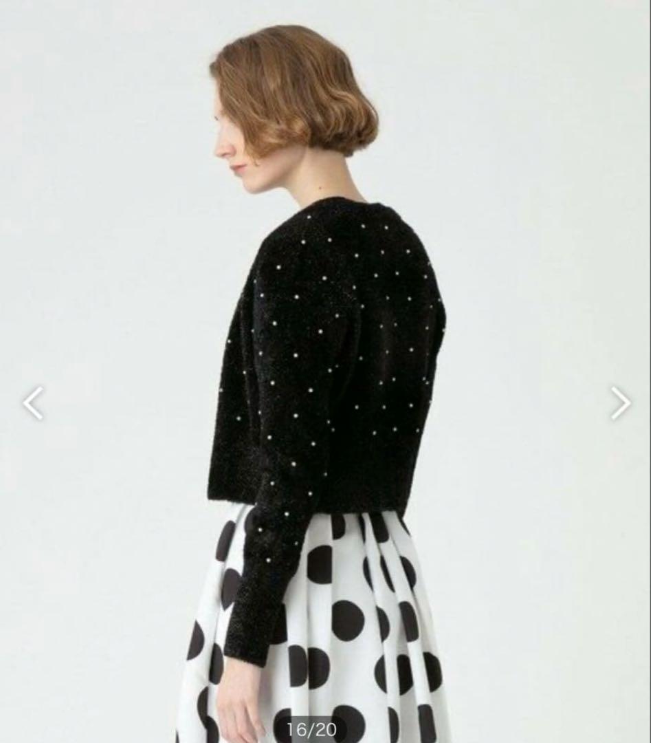 最終値下げ✨美品✨ルルウィルビー パールスタッズカーディガン　サイズ2 ブラック