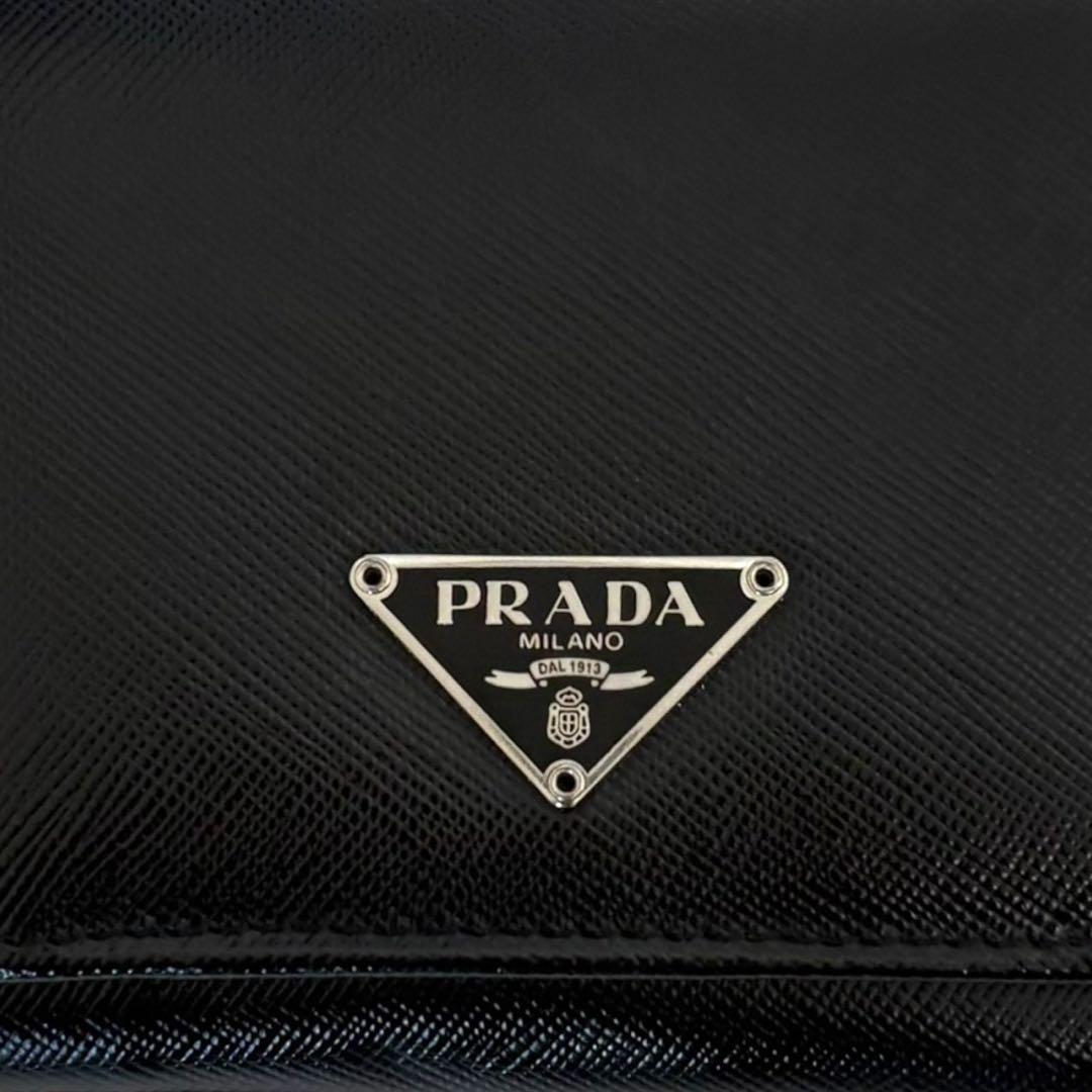 極上美品✨ PRADA プラダ 三つ折り財布 サフィアーノ ブラック 三角ロゴ