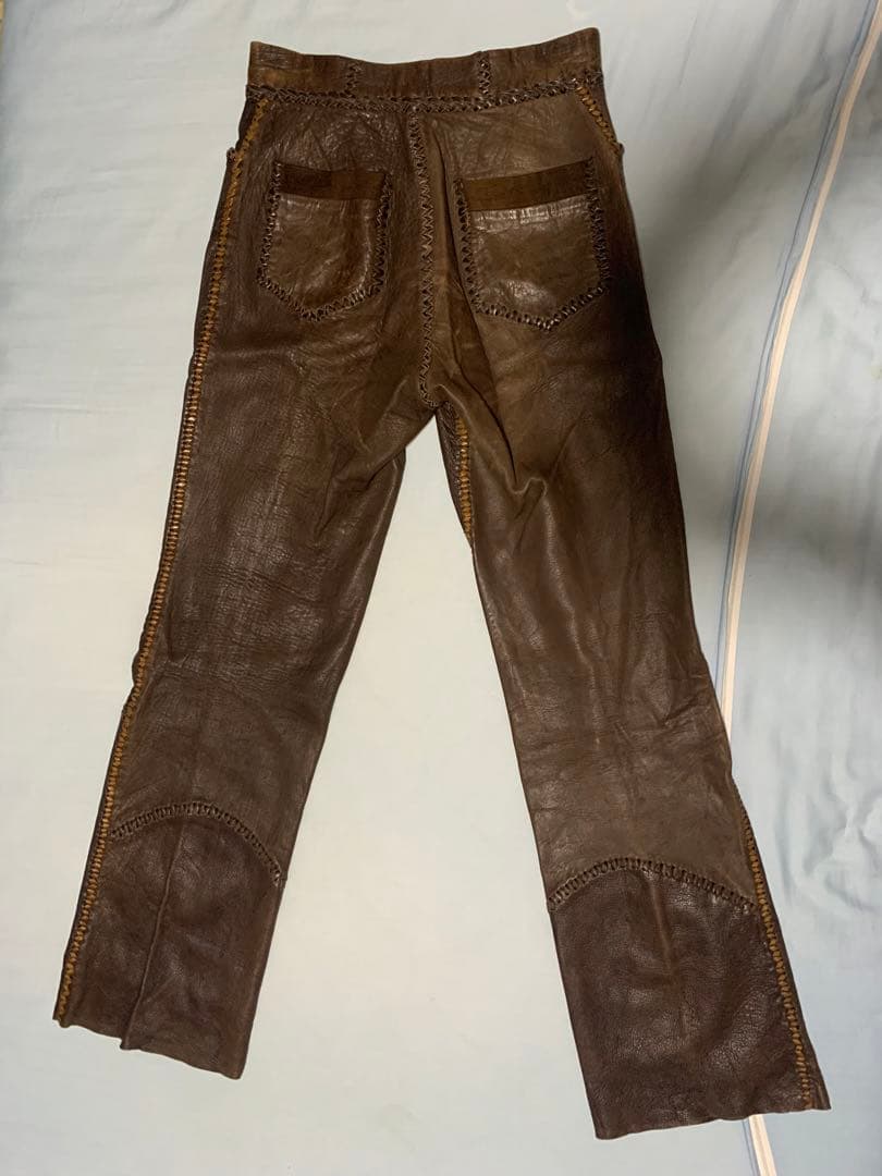 ヴィンテージレザーパンツ /60〜80sパッチワーク　42talon zip