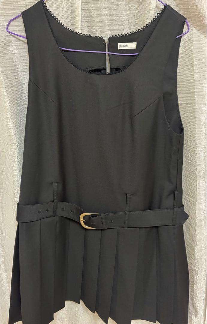 thinkto プリーツベルトジャンパースカート