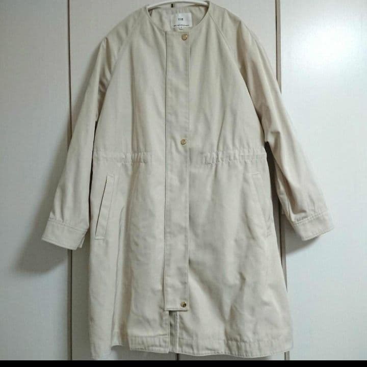 23区 ライトツイル ノーカラーコート ベージュ 32