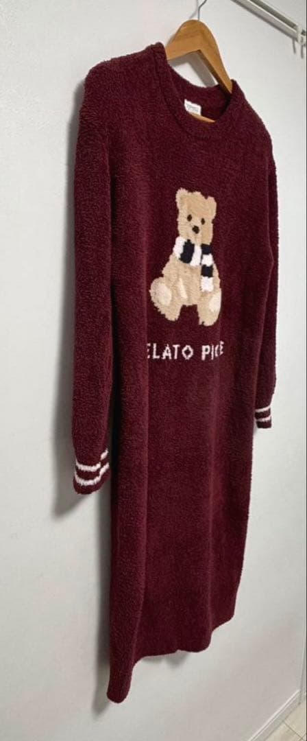 完売レア♡ ジェラートピケ パウダーモチーフ ドレス ワンピース くま ベア 赤
