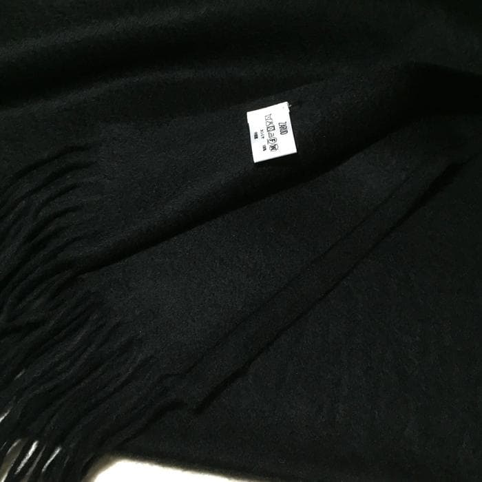 残り僅か値下70㎝×200超大判 100% カシミヤストールマフラーBLK新品