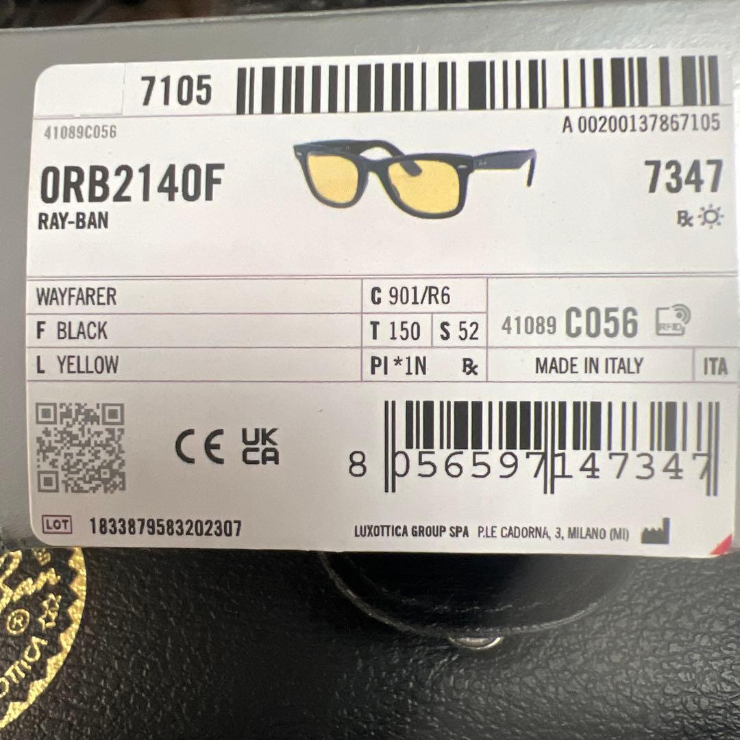Ray-Ban Wayfarer RB2140F-901/R6 52サイズ