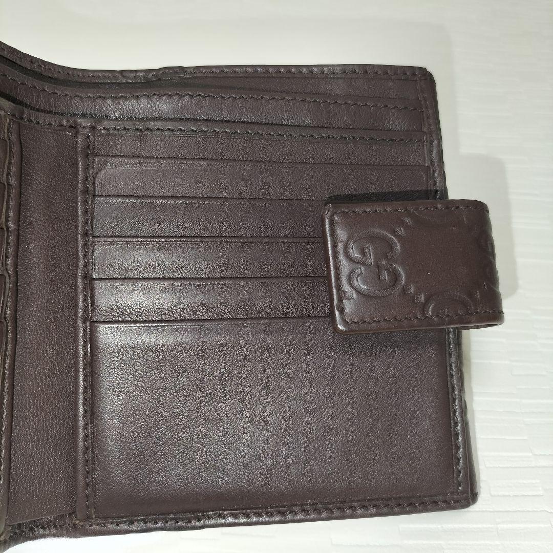 GUCCI ダークブラウン グッチシマレザー　二つ折り財布