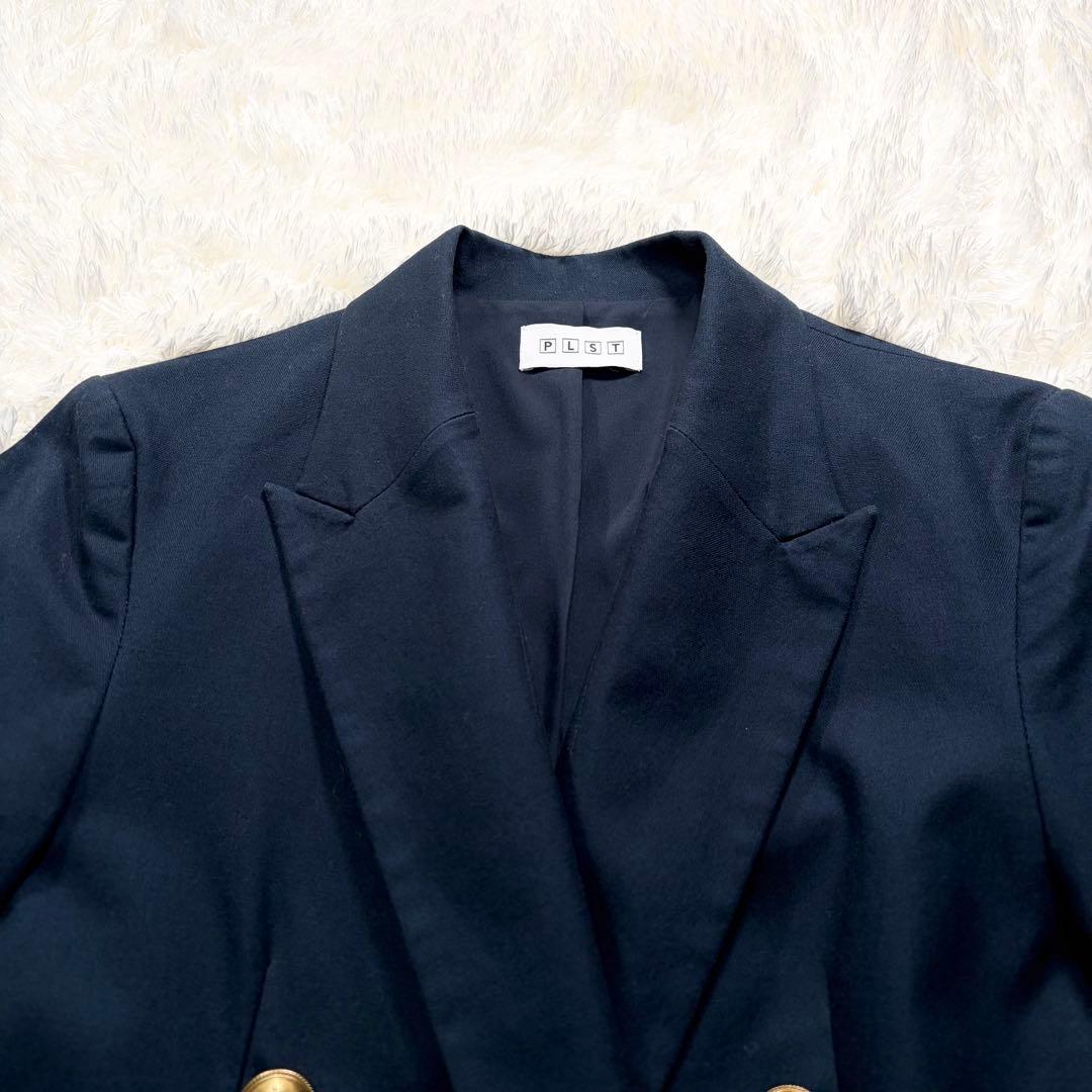 ✨洗える✨PLST プラステ　ダブルブレストブレザー　金ボタン　紺ブレ