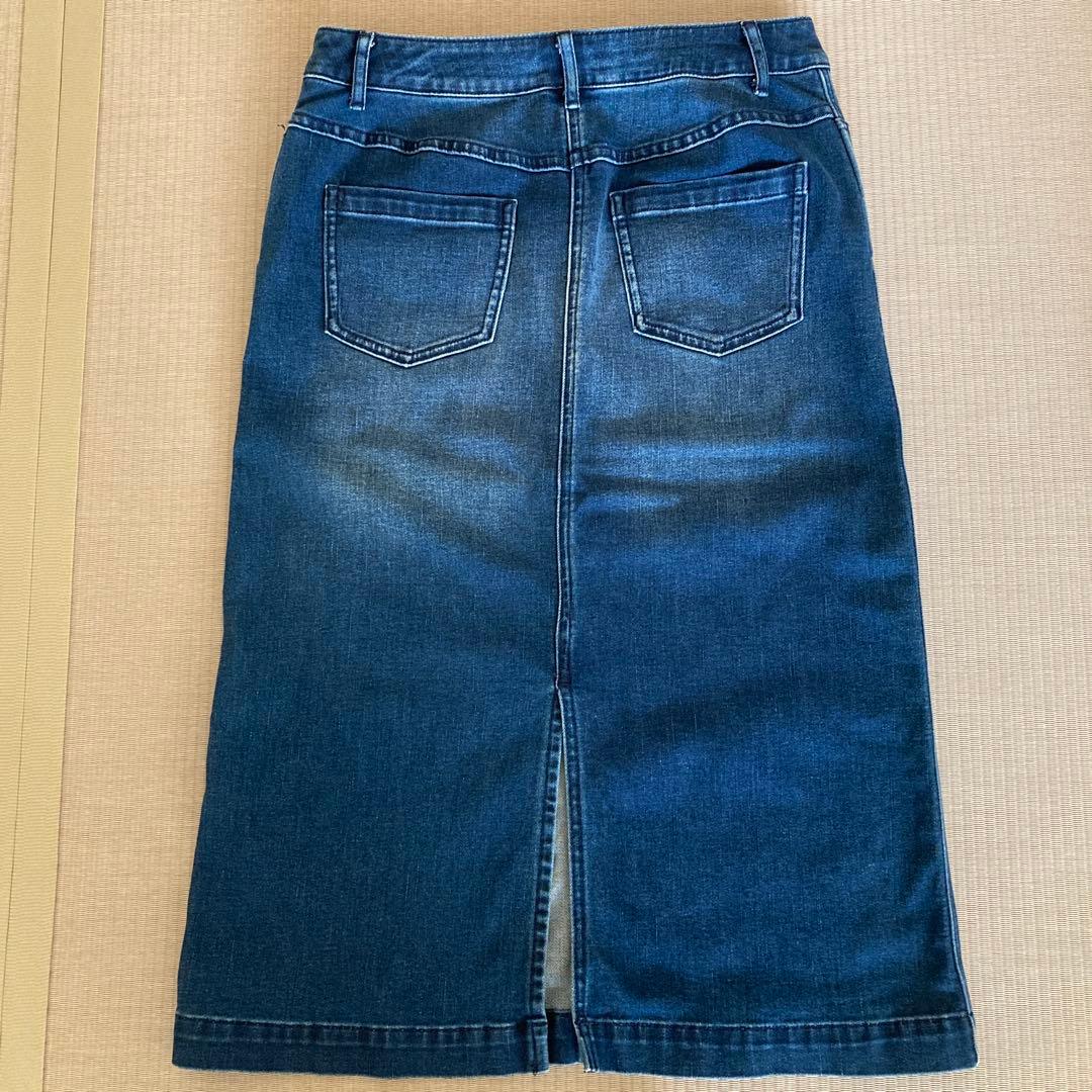 【Canaria Style】ストレッチデニム後ろスリットスカート　レディースM
