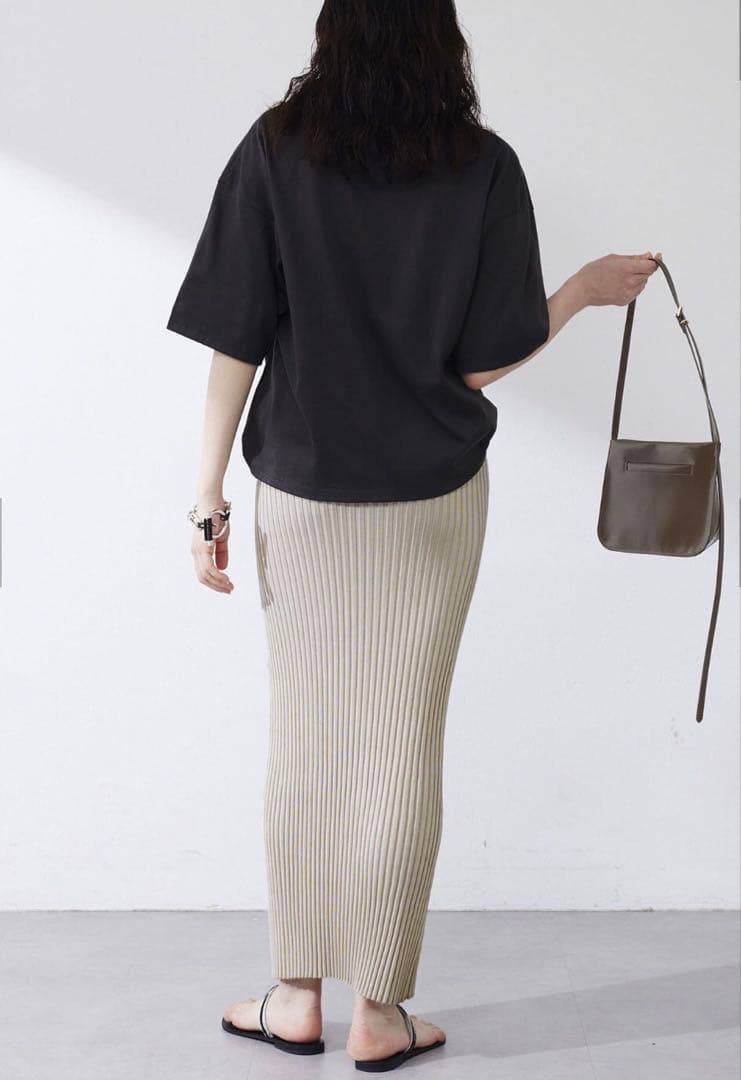 uni 美品♡Whim Gazette ニットフィットスカート　ベージュ