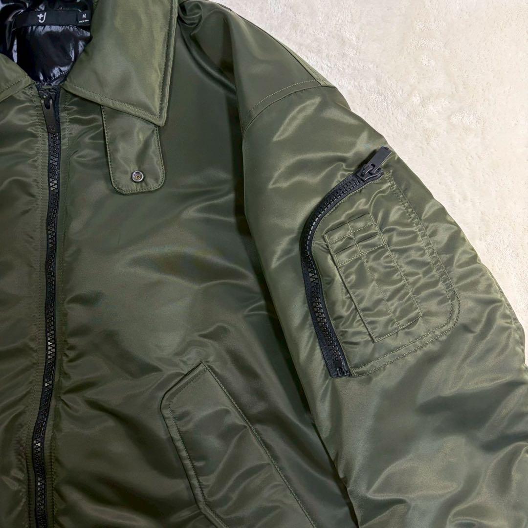 【美品】ユニクロ +J ダウンオーバーサイズリブブルゾン ダークグリーン M