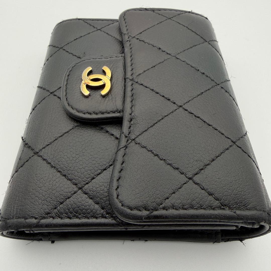 CHANEL シャネル 財布 キャビアスキン 三つ折り 美品