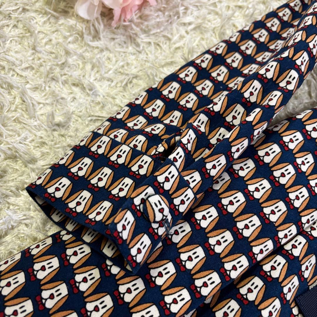 エムズグレイシー　ワンちゃん　犬　柄　ベルトリボン　フレア　プリーツ　ワンピース