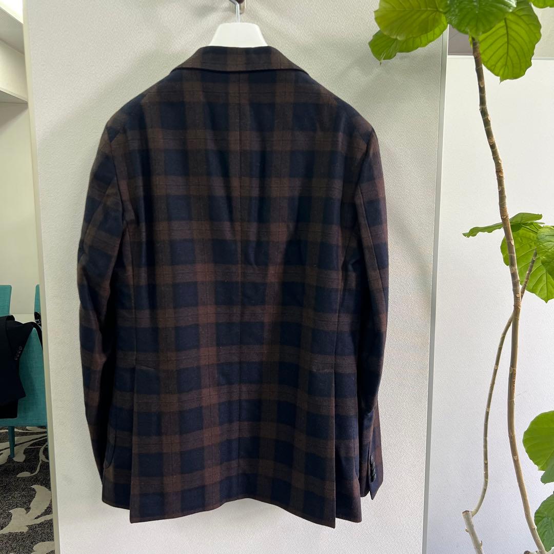 ◉美品　タリアトーレ　ブラウンネイビーチェックジャケット　48