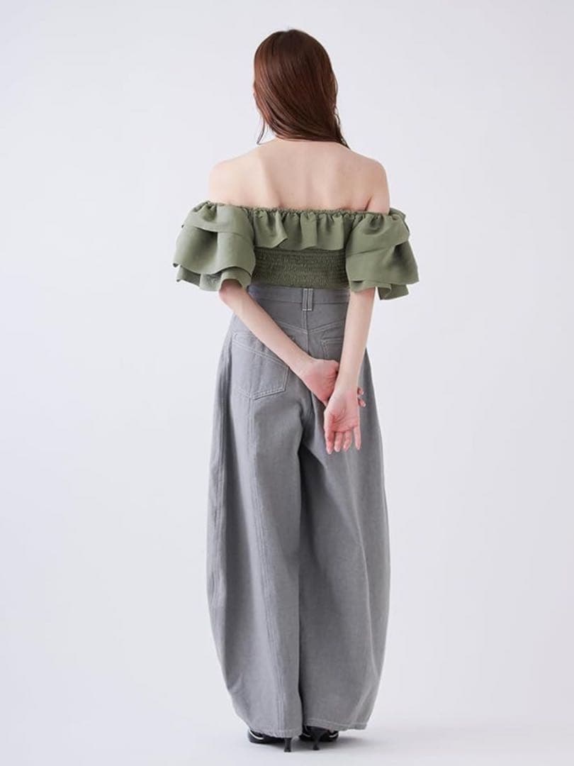 【新品未使用】SNIDEL♡カーブデニムワイドパンツ グレー 00サイズ