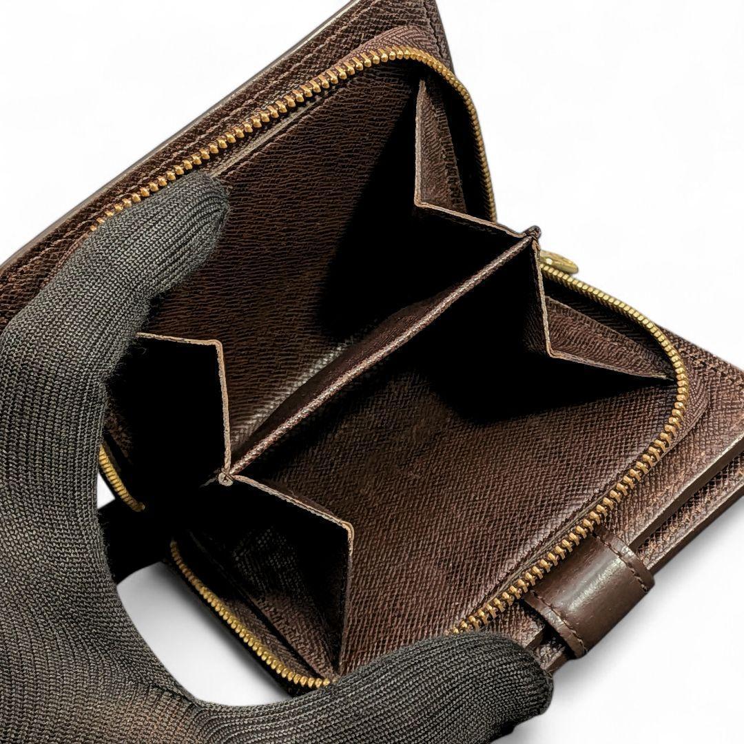 【美品】 ルイヴィトン コンパクトジップ ダミエ エベヌ 二つ折り財布
