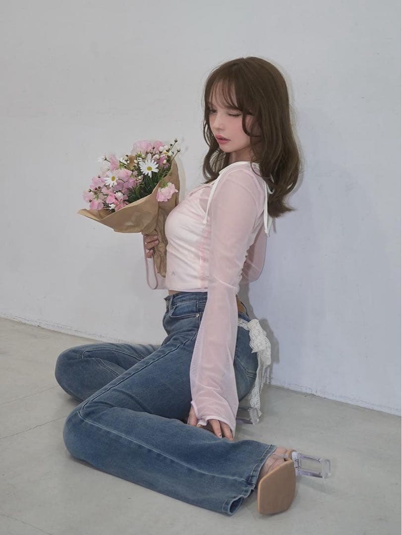 【ANDMARY】Lacey ribbon denim