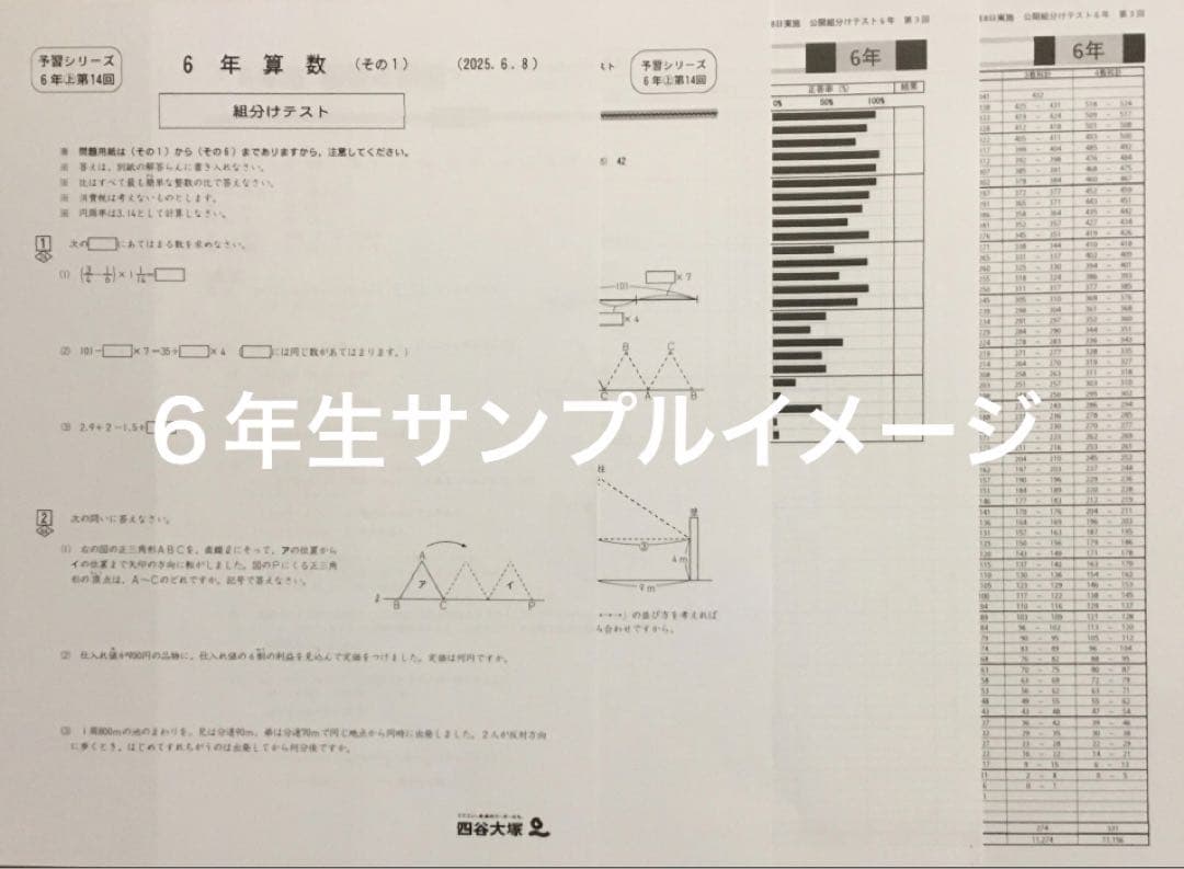 2025年度6年生　組分けテスト　合不合判定テスト（1年度分）
