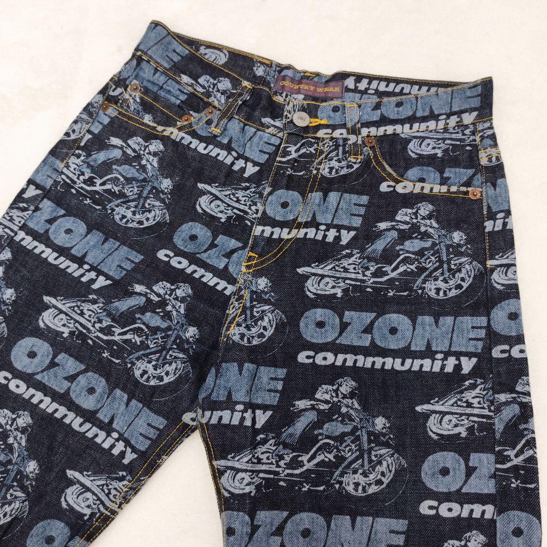 美品 希少レア オゾンコミュニティ グラフィックロゴデニムパンツ 総柄