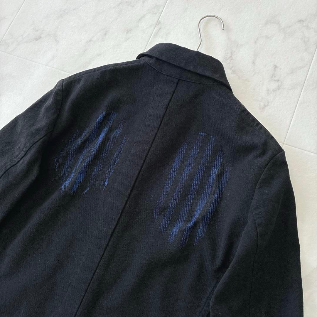 LIMI feu 透かしストライプ モードジャケット S 黒×青 日本製