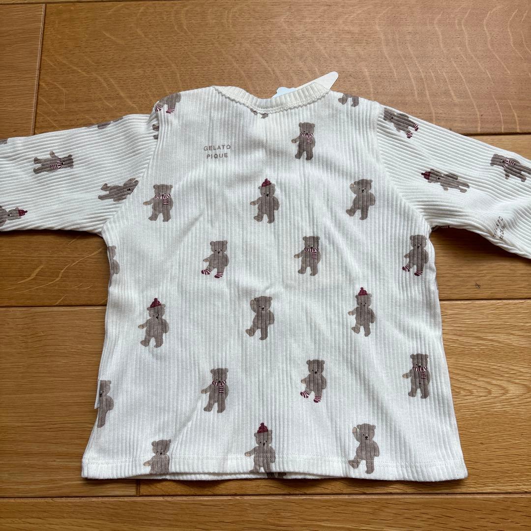 【新品未使用】ジェラートピケ ベビーパジャマ 80-90 テディベア 上下セット
