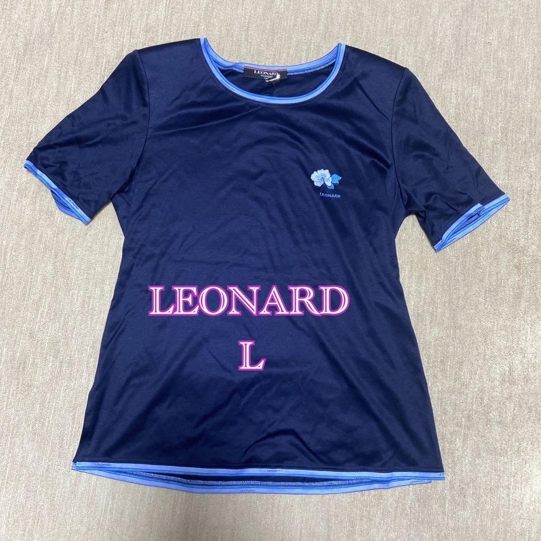LEONARD ネイビー 半袖Tシャツ L 綿100%