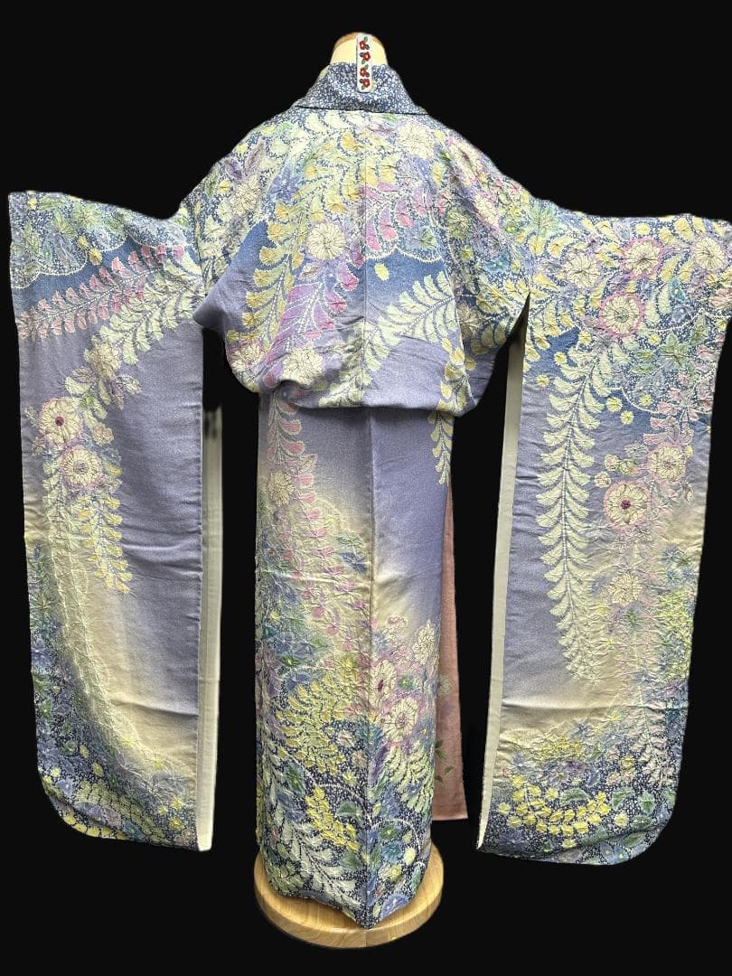 パープル系 辻が花 金通し振袖 辻が花六通柄袋帯フルセット