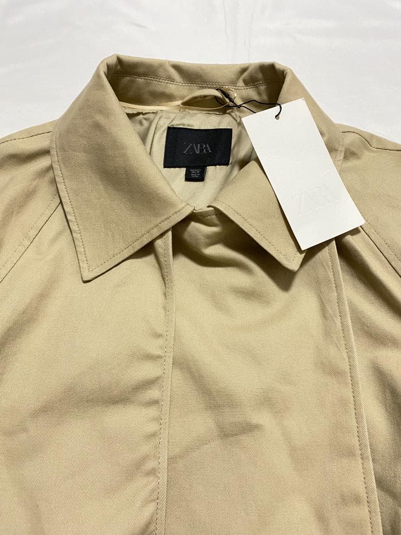 新品⭐ ZARA ショートバルーントレンチコート コムギ色 L
